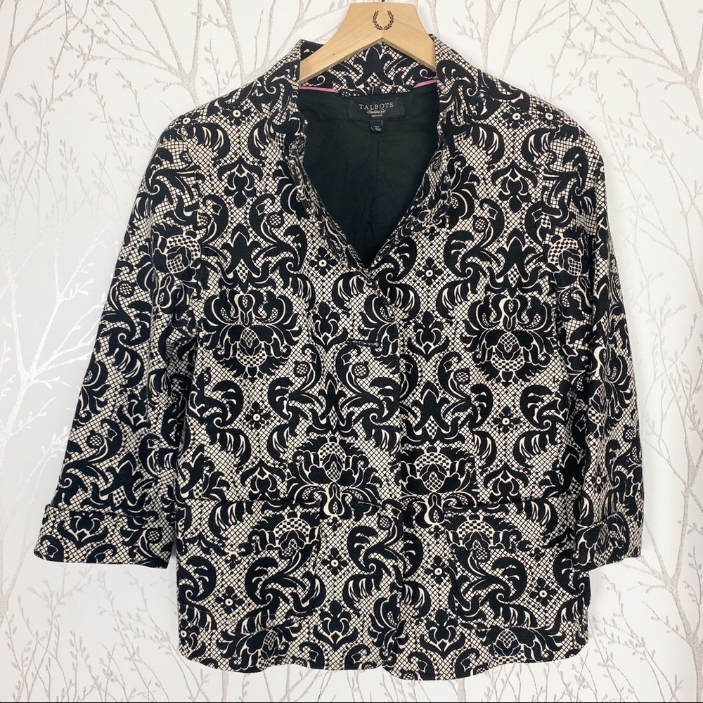 Talbots Printed Black / White Baroque Jacket 10P